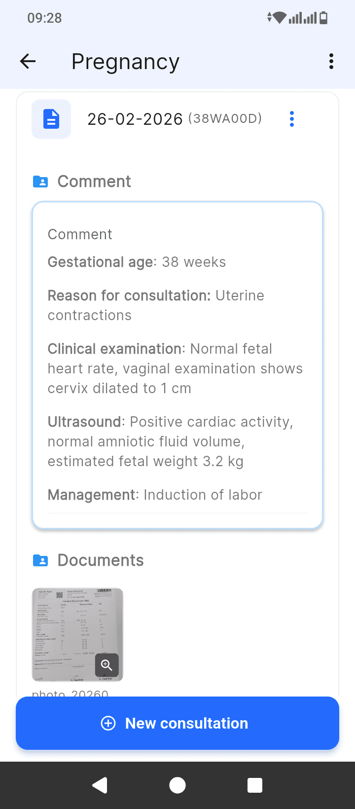 doctoGyn Mobile EMR Application Screen 11 for Women's Health