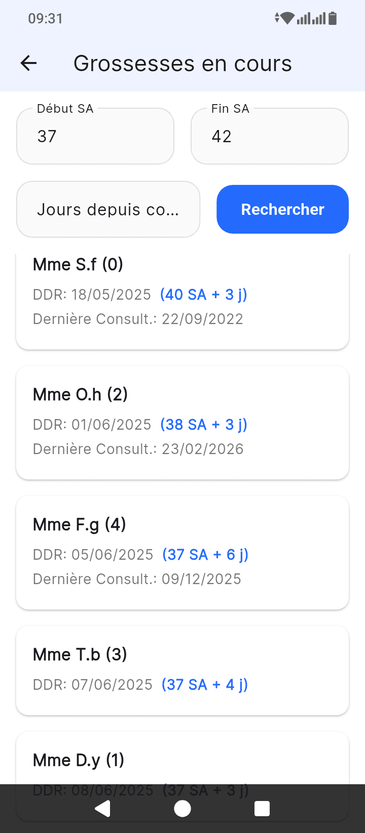 doctoGyn Mobile EMR Application Screen 5 for Women's Health