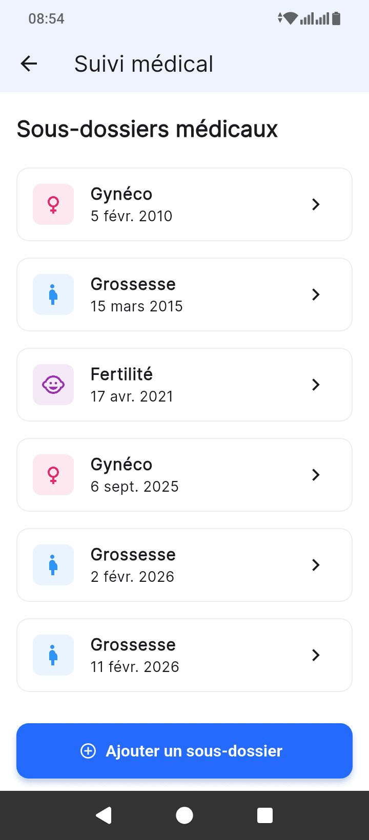 doctoGyn Mobile EMR Application Screen 7 for Women's Health