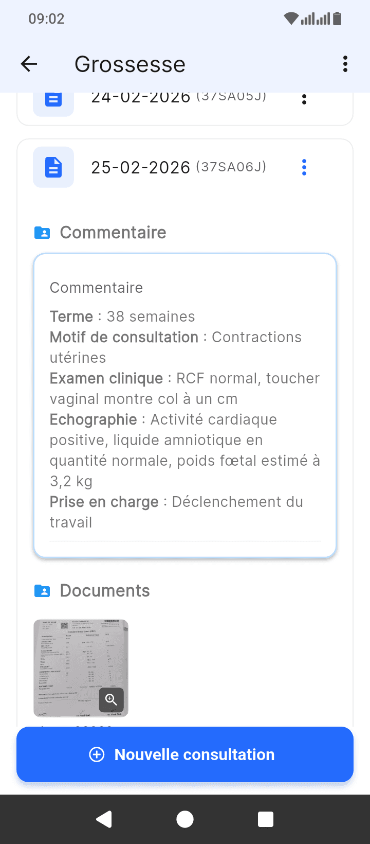 doctoGyn Mobile EMR Application Screen 9 for Women's Health